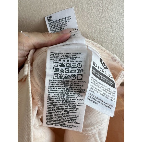 NEW Levis Wedgie Straight Jeans High Rise Denim Tie Dye Button Fly Pink Peach 27 - Picture 12 of 12